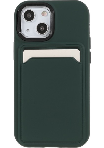 iPhone 13 Için Kauçuk Yüzeyli Kartlıklı Çizilmez Pc + Tpu Telefon Kılıfı - Siyah/yeşil (Yurt Dışından)