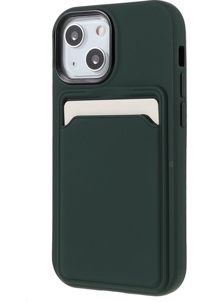 iPhone 13 Için Kauçuk Yüzeyli Kartlıklı Çizilmez Pc + Tpu Telefon Kılıfı - Siyah/yeşil (Yurt Dışından)