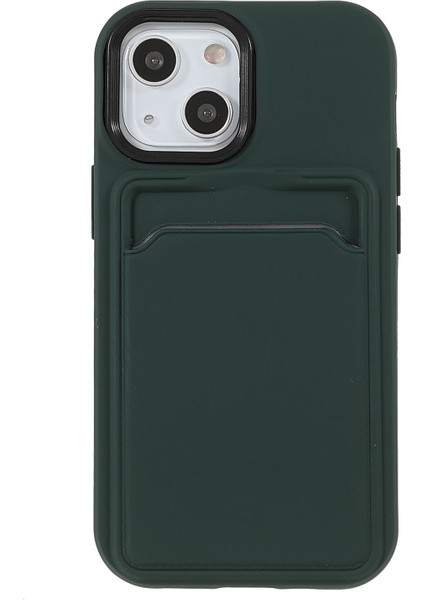 iPhone 13 Için Kauçuk Yüzeyli Kartlıklı Çizilmez Pc + Tpu Telefon Kılıfı - Siyah/yeşil (Yurt Dışından)