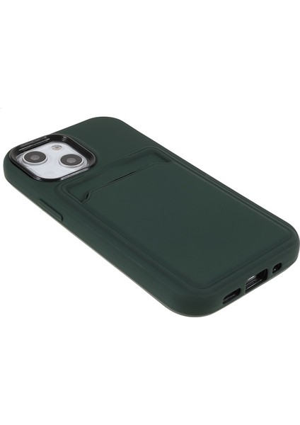 iPhone 13 Için Kauçuk Yüzeyli Kartlıklı Çizilmez Pc + Tpu Telefon Kılıfı - Siyah/yeşil (Yurt Dışından)