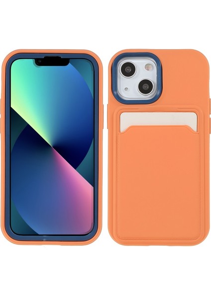 iPhone 13 Için Kauçuk Yüzeyli Kartlıklı Çizilmez Pc + Tpu Telefon Kılıfı - Turuncu (Yurt Dışından)