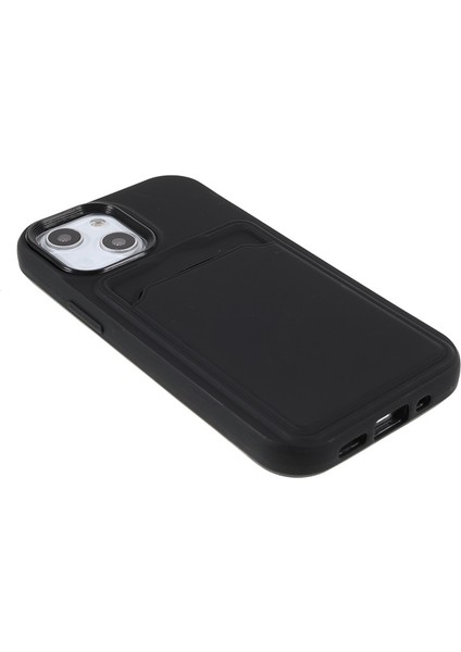 iPhone 13 Için Kauçuk Yüzeyli Kartlıklı Çizilmez Pc + Tpu Telefon Kılıfı - Siyah (Yurt Dışından)