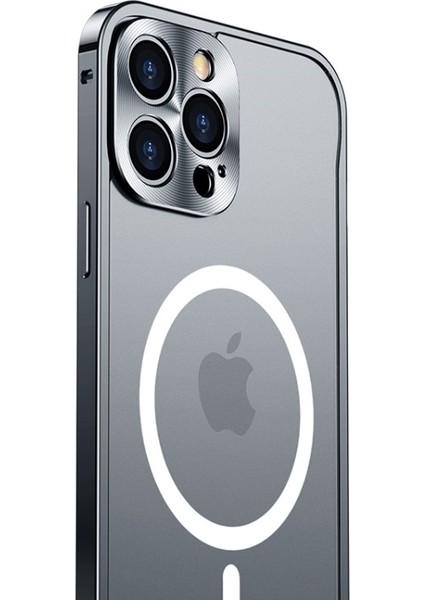 iPhone 12 Mini Için Çizilmeye Dayanıklı Temperli Cam + Manyetik Kablosuz Şarjlı Metal Mat Telefon Kılıfı - Gümüş (Yurt Dışından) fırsatları