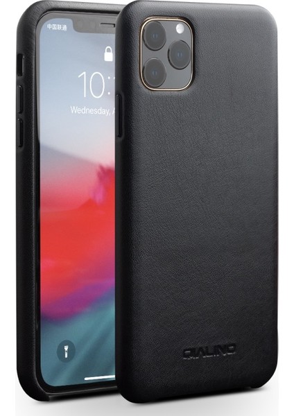 iPhone 11 Pro Max Için Hakiki Deri Kaplamalı Telefon Kılıfı - Siyah (Yurt Dışından)