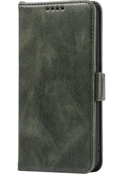 iPhone 13 Mini Için Retro Tarzı Rfıd Engelleyici Manyetik Cüzdan Kılıf - Yeşil (Yurt Dışından)