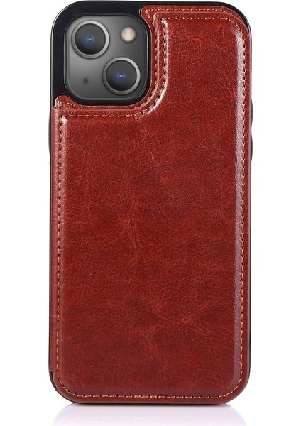 iPhone 13 Mini Için Çizilmeye Dayanıklı Standlı Pu Deri Kaplamalı Tpu Telefon Kılıfı - Kahverengi (Yurt Dışından) indirimleri