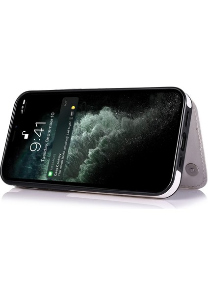 iPhone 13 Mini Için Çizilmeye Dayanıklı Standlı Pu Deri Kaplamalı Tpu Telefon Kılıfı - Beyaz (Yurt Dışından) fiyatları
