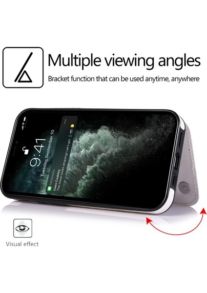iPhone 13 Mini Için Çizilmeye Dayanıklı Standlı Pu Deri Kaplamalı Tpu Telefon Kılıfı - Beyaz (Yurt Dışından) modelleri