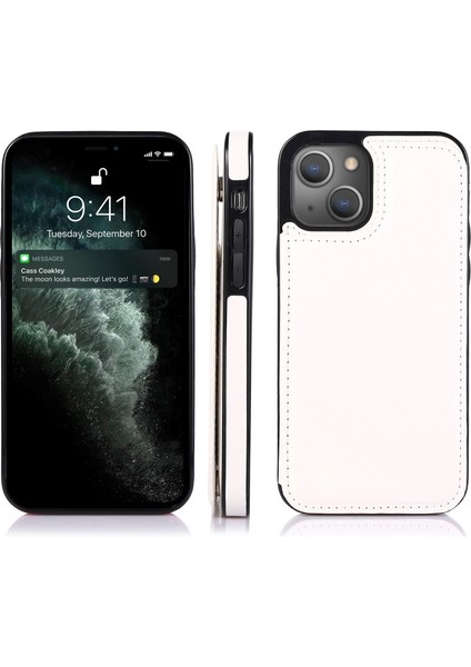 iPhone 13 Mini Için Çizilmeye Dayanıklı Standlı Pu Deri Kaplamalı Tpu Telefon Kılıfı - Beyaz (Yurt Dışından) fırsatları