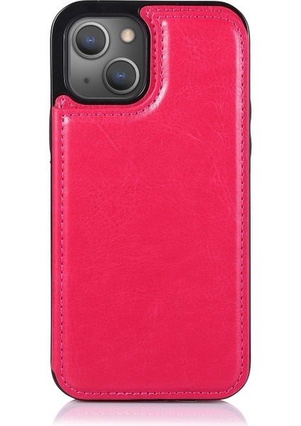 iPhone 13 Mini Için Çizilmeye Dayanıklı Standlı Pu Deri Kaplamalı Tpu Telefon Kılıfı - Rose (Yurt Dışından)