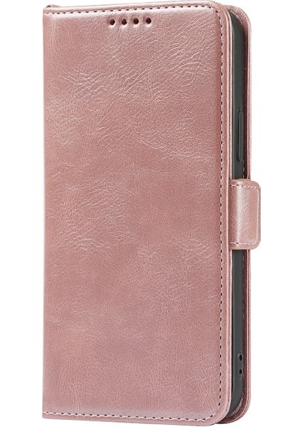 iPhone 13 Mini Için Retro Tarzı Rfıd Engelleyici Manyetik Cüzdan Kılıf - Rose Gold (Yurt Dışından)