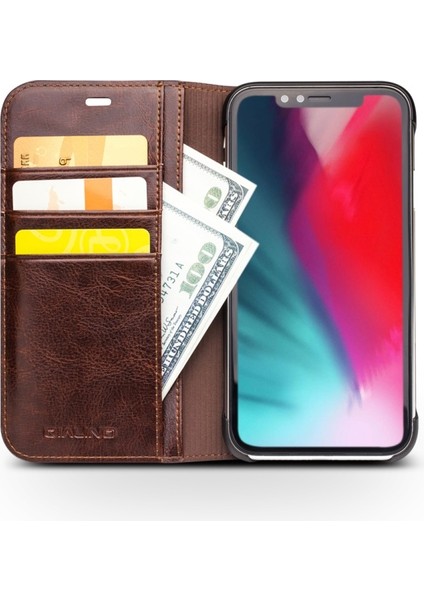 iPhone Xr Için Tam Korumalı Hakiki Deri Cüzdan Kılıf - Kahverengi (Yurt Dışından) modelleri
