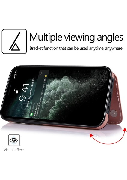 iPhone 13 Mini Için Çizilmeye Dayanıklı Standlı Pu Deri Kaplamalı Tpu Telefon Kılıfı - Rose Gold (Yurt Dışından) modelleri