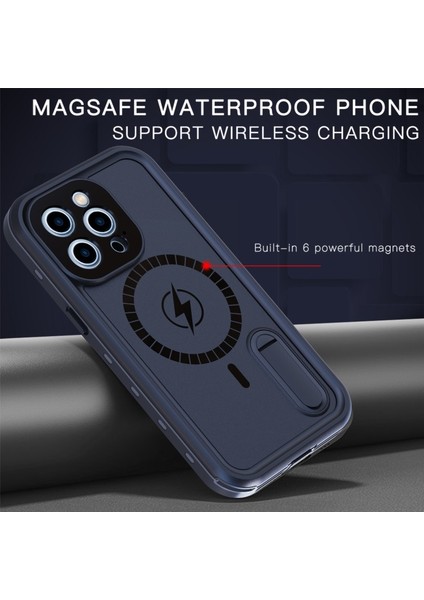 iPhone 13 Pro Max Için IP68 Standlı Kayışlı Magsafe Şarjlı Suya Çizilmeye Dayanıklı Koruyucu Kılıf - Siyah (Yurt Dışından) fırsatları