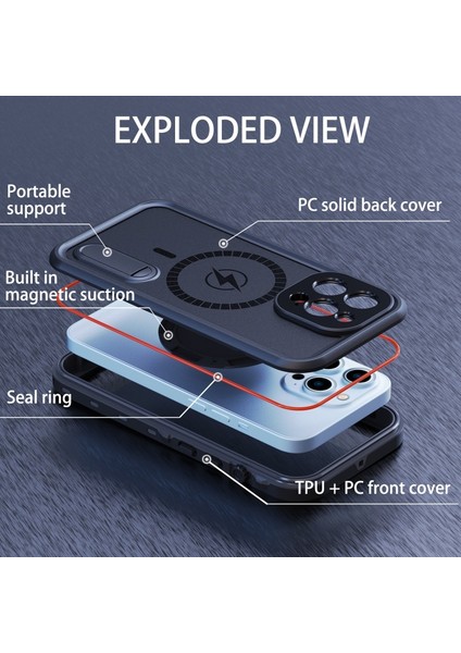iPhone 13 Pro Max Için IP68 Standlı Kayışlı Magsafe Şarjlı Suya Çizilmeye Dayanıklı Koruyucu Kılıf - Siyah (Yurt Dışından) indirimleri