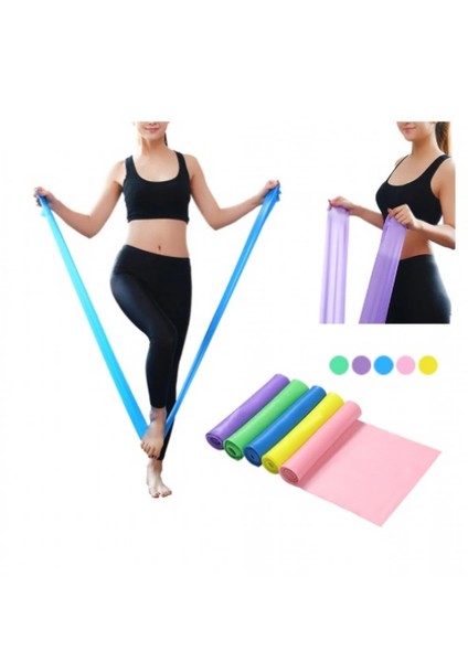 Sarı Pilates Lastiği Kolay Direnç Pilates 120 Cm*15 Cm*0.25 mm