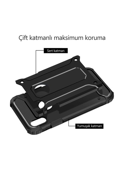Xiaomi Redmi Note 11 4g Kapak Çift Katmanlı Zırh Tank Kılıf - Kırmızı fiyatları