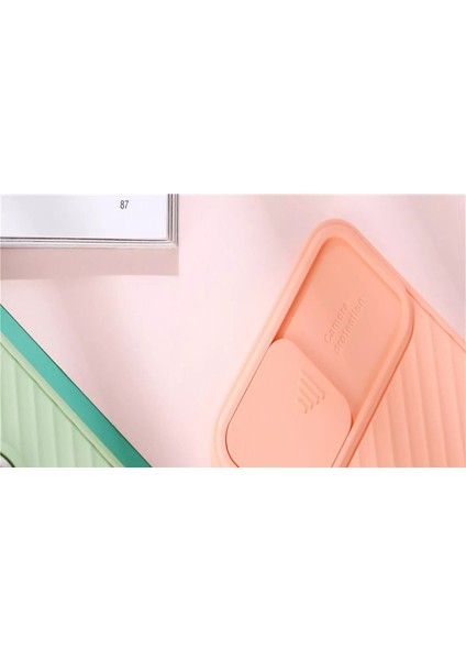 Apple iPhone 11 Pro Max Kapak Kamera Korumalı Yüzüklü Pastel Silikon Kılıf - Pudra
