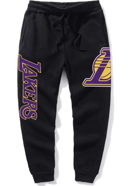 Büyük Beden Lakers Dijital Baskılı Çift Cep Yeni Trend Dış Mekan Erkek Eşofman Altı