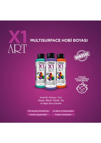 X1 Art Multisurface Hobi Boyası 120 ml Kaşmir