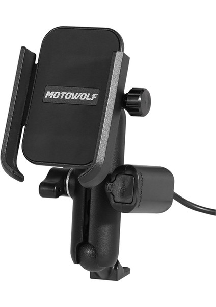 USB Şarj Soketli Ayna Bağlantılı Motosiklet Bisiklet Telefon Tutucu Ayarlanabilir