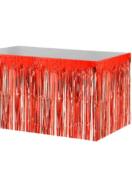 Metalik Folyo Kırmızı Püskül Masa Eteği 75X400 cm fiyatları
