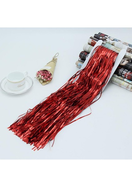 Metalik Folyo Kırmızı Püskül Masa Eteği 75X400 cm fırsatları