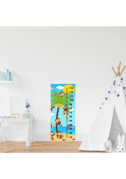 Çocuk Odası Bebek Odası Maymunlar Boy Cetveli Boy Ölçer Sticker