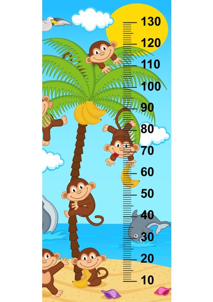 Çocuk Odası Bebek Odası Maymunlar Boy Cetveli Boy Ölçer Sticker fiyatları