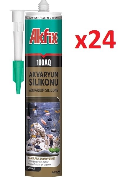 100AQ Akvaryum Silikonu 310 ml Şeffaf (1 Koli - 24 Adet)