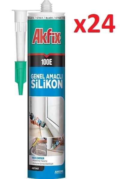 100E Genel Amaçlı Silikon 280 ml Siyah (1 Koli - 24 Adet)