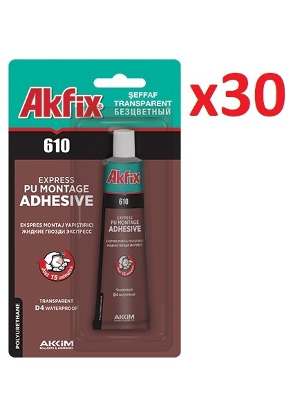 610 Ekspres Pu Montaj Yapıştırıcı Sıvı Çivi 50 ml Şeffaf (1 Koli - 30 Adet)