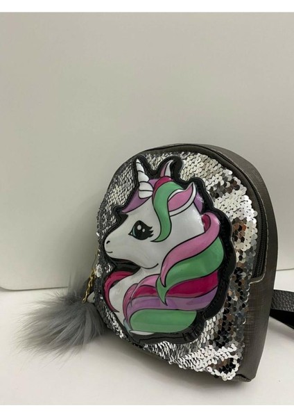 Kız Çocuk Pudra Unicorn Işıklı Pullu Ponponlu Sırt Çantası fiyatları
