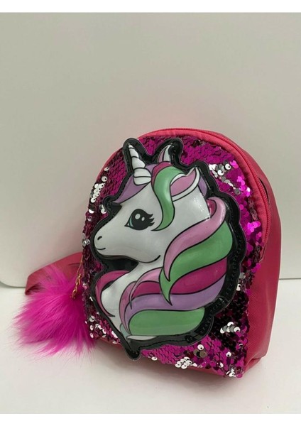 Kız Çocuk Pudra Unicorn Işıklı Pullu Ponponlu Sırt Çantası fiyatları