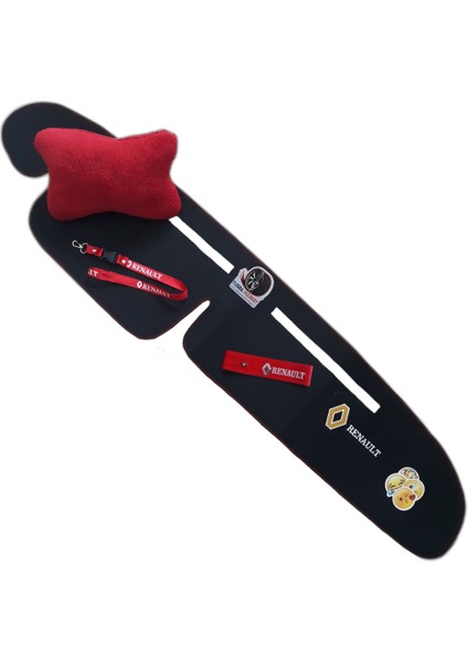 Renault Broadway R9/11 Spring Fairway Flash Nakışlı Göğüs Torpido Halısı / Peluş Oto Yastık + Aksesuar