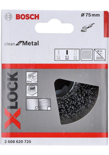 Bosch - X-Lock - Clean Serisi Metal Için Saçaklı Tel Fırça 75*0,3 mm
