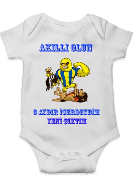 Akıllı Olun 9 Aydır Içerdeydim Sarı-Lacivert - Taraftar Bebek Body