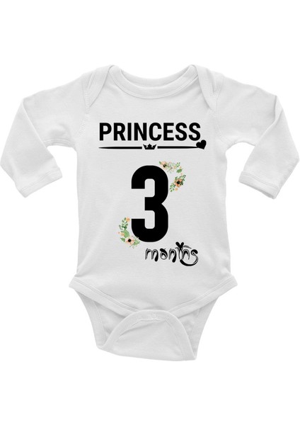 Princess Month 3 Aylık - Bebeğimin Ayları - 3 Aylık Bebek Body