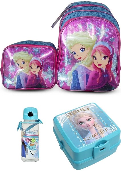Frozen Kızları Çanta ve Beslenme Seti 4 Parça Set