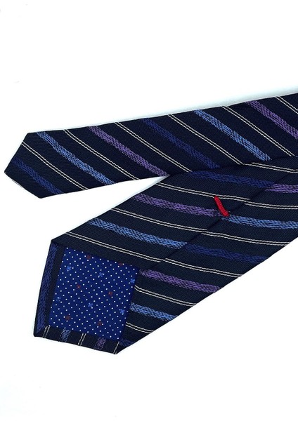 Banachero Style Koyu Lacivert Çizgi Desen Italyan Ipek Kravat İK1218 fiyatları