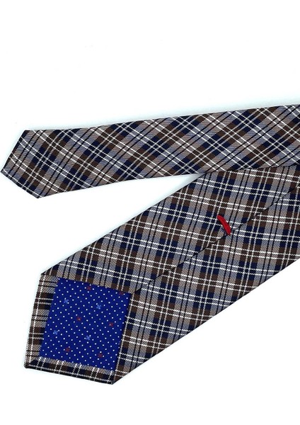 Glampao Style Kahverengi Ekose Desen Italyan Ipek Kravat İK1246 fiyatları