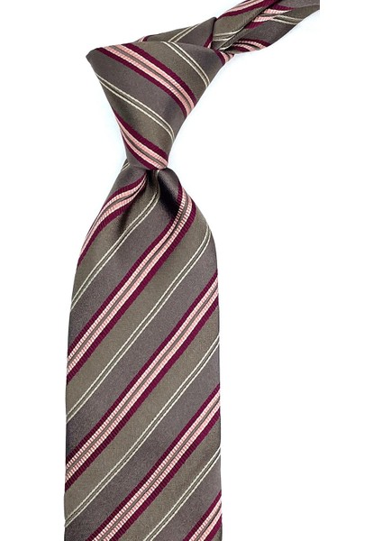 Sumudica Style Vizon Çizgi Desen Italyan Ipek Kravat İK1232