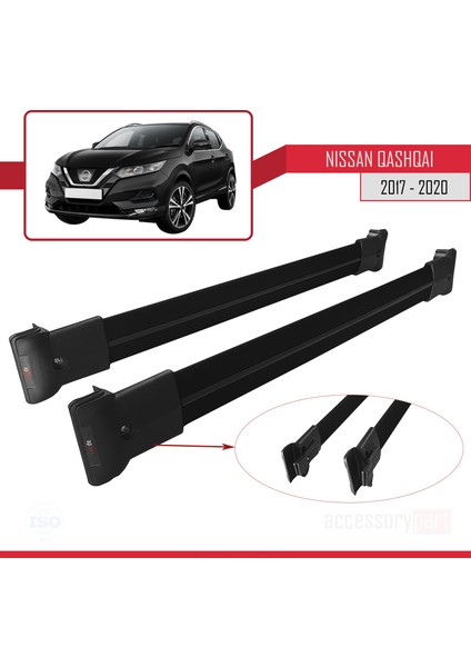 Nissan Qashqai 2017-2020 Arası Ara Atkı Tavan Barı Siyah modelleri