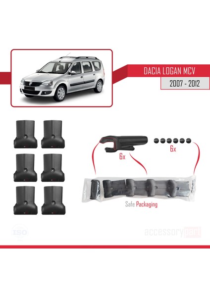 Dacia Logan Mcv 2007-2012 Arası Ara Atkı Tavan Barı Siyah 3 Adet Bar