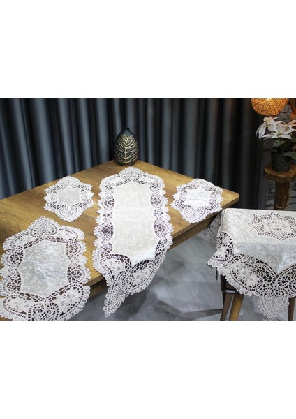 Suman Kordone Lüx Kadife Nakışlı 5 Parça Salon Takımı Siyah Cappucino