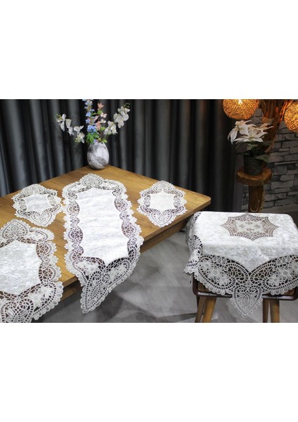 Suman Kordone Lüx Kadife Nakışlı 5 Parça Salon Takımı Siyah Platin