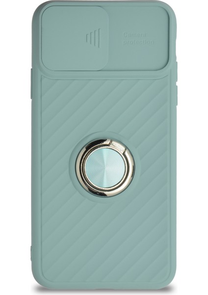 Caseworld Apple iPhone 11 Pro Max Kapak Kamera Korumalı Yüzüklü Pastel Silikon Kılıf - Turkuaz