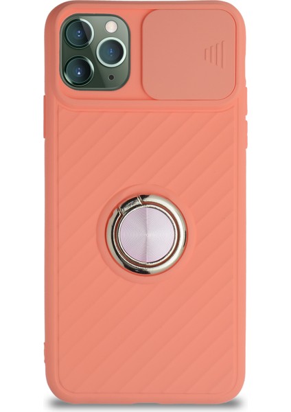 Caseworld Apple iPhone 11 Pro Max Kapak Kamera Korumalı Yüzüklü Pastel Silikon Kılıf - Pudra fiyatları