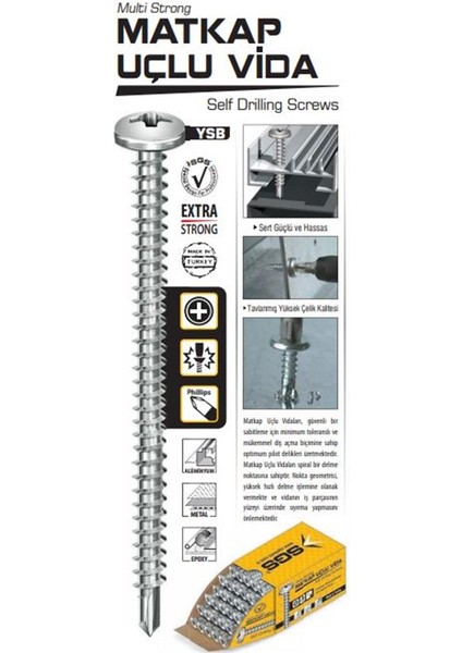 3.9*38 Ysb Matkap Uçlu Vida