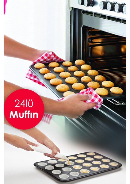 24 bölmeli yanmaz ve yapışmaz kek kapsülü yapışmaz mini tart kek kapsülü muffin ekler kalıbı 35-27 cm fiyatları